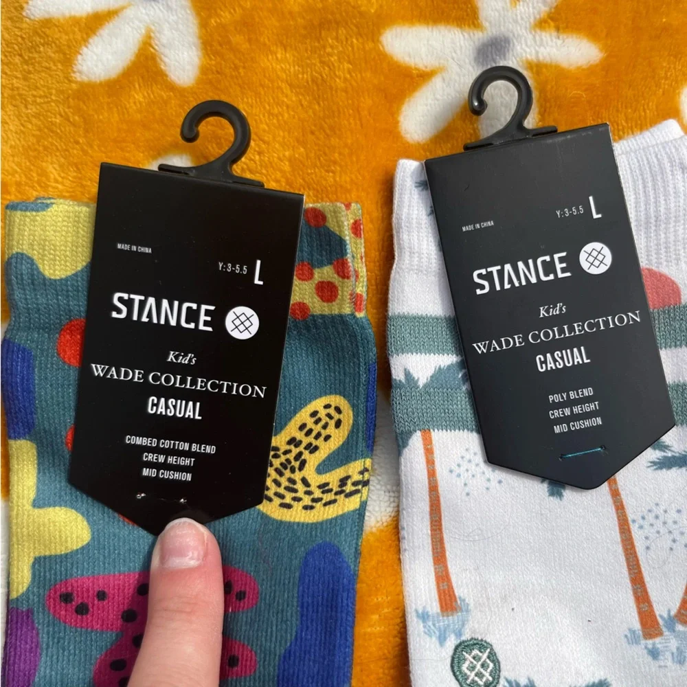 2x NWT STANCE Kids' Lg Wade Collection Casual Socks Colorful & Palm tree print